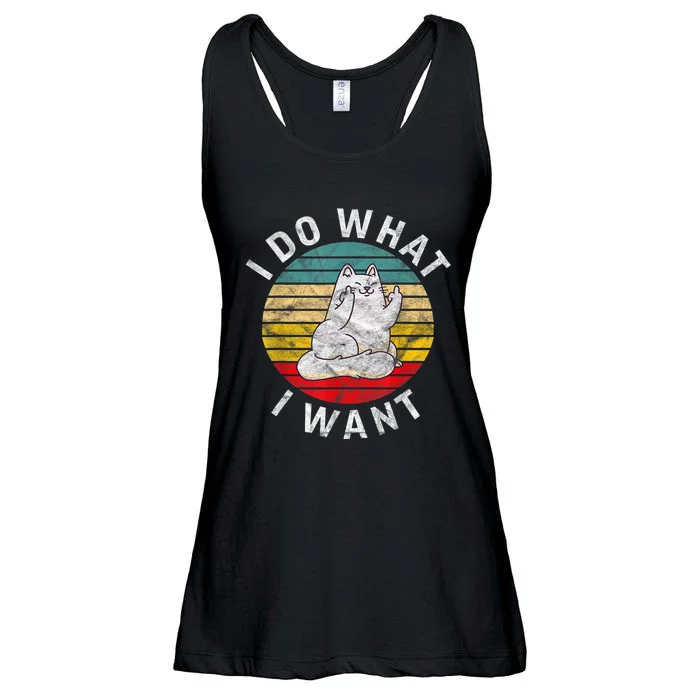 Funny Cat I Do What I Want Middle Finger Kitty Flip He Bird Ladies Essential Flowy Tank