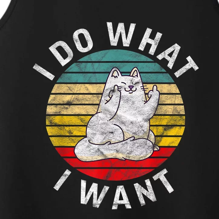 Funny Cat I Do What I Want Middle Finger Kitty Flip He Bird Performance Tank