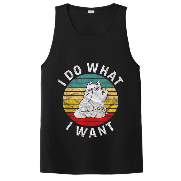 Funny Cat I Do What I Want Middle Finger Kitty Flip He Bird Performance Tank