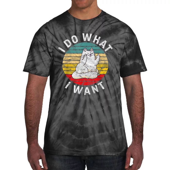 Funny Cat I Do What I Want Middle Finger Kitty Flip He Bird Tie-Dye T-Shirt