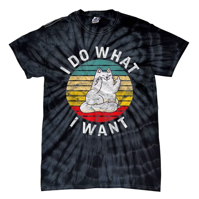 Funny Cat I Do What I Want Middle Finger Kitty Flip He Bird Tie-Dye T-Shirt