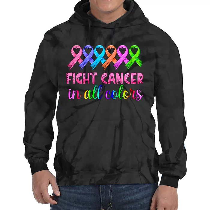 Fight Cancer In All Color Feather Breast Cancer Awareness Tie Dye Hoodie