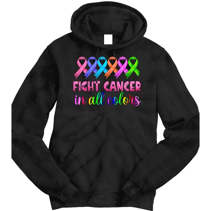 Fight Cancer In All Color Feather Breast Cancer Awareness Tie Dye Hoodie