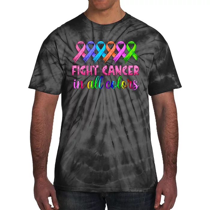 Fight Cancer In All Color Feather Breast Cancer Awareness Tie-Dye T-Shirt