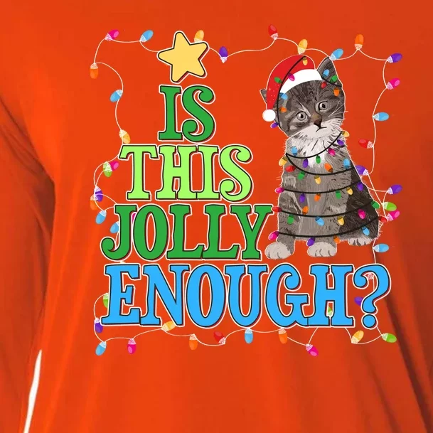 Funny Christmas Is This Jolly Enough Tangled Lights Cat Cooling Performance Long Sleeve Crew