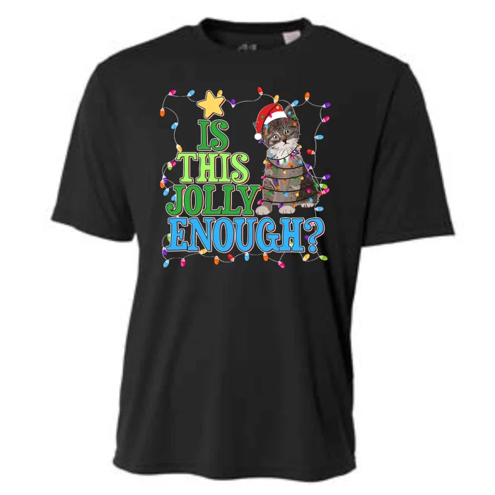 Funny Christmas Is This Jolly Enough Tangled Lights Cat Cooling Performance Crew T-Shirt