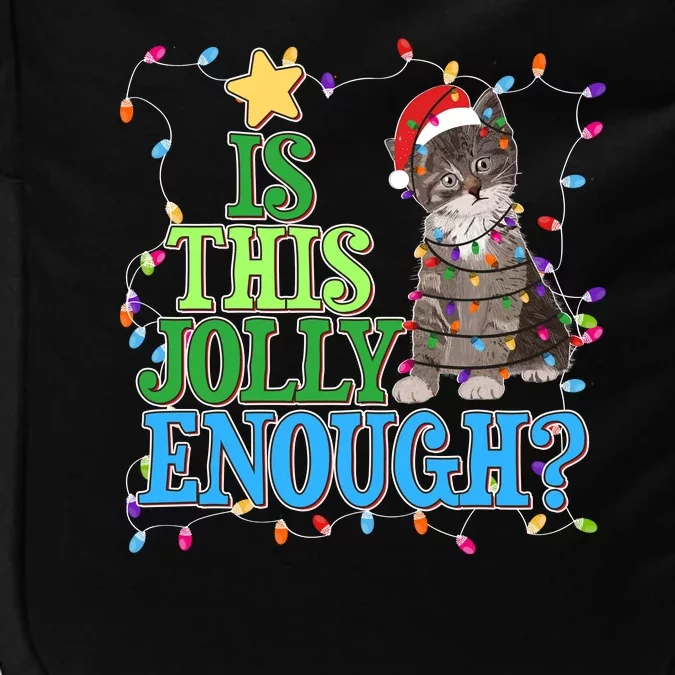 Funny Christmas Is This Jolly Enough Tangled Lights Cat Impact Tech Backpack