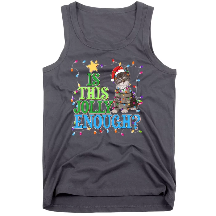 Funny Christmas Is This Jolly Enough Tangled Lights Cat Tank Top