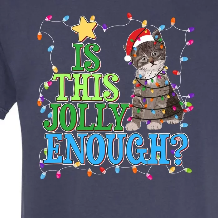 Funny Christmas Is This Jolly Enough Tangled Lights Cat Garment-Dyed Heavyweight T-Shirt