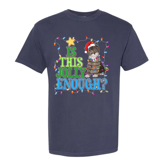 Funny Christmas Is This Jolly Enough Tangled Lights Cat Garment-Dyed Heavyweight T-Shirt