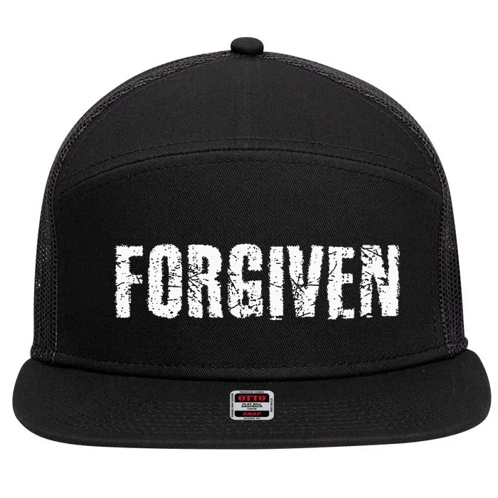 Forgiven Christian Inspirational Design 7 Panel Mesh Trucker Snapback Hat