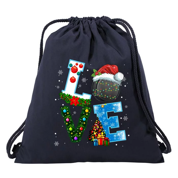 Funny Christmas Ice Hockey Players Lovers Xmas Gift Drawstring Bag