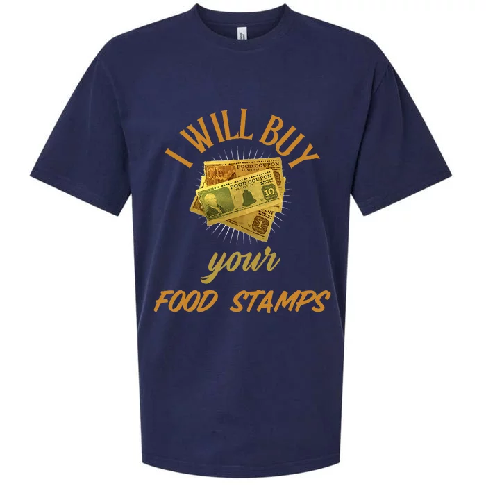 Funny Couponer I Will Buy Your Food Stamps Gangster Og 80s Sueded Cloud Jersey T-Shirt