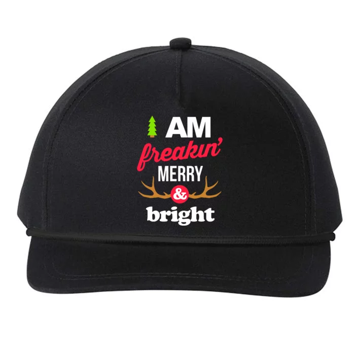 Funny Christmas I Am Freakin Merry And Bright Snapback Five-Panel Rope Hat