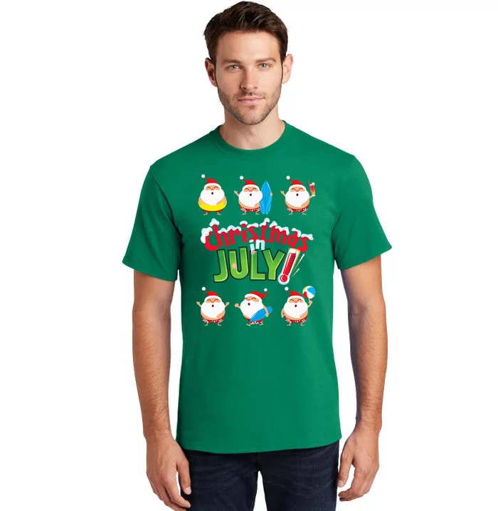 Funny Christmas in July Summer Beach Vacation Pool Tall T-Shirt