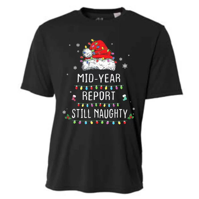 Funny Christmas In July Mid Year Report Still Naughty Santa Cooling Performance Crew T-Shirt