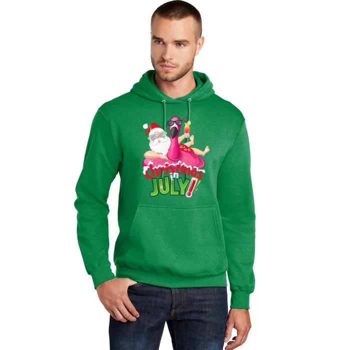 Funny Christmas in July Summer Flamingo Float Xmas Tall Hoodie