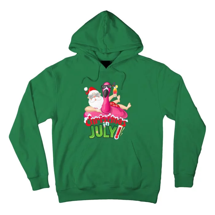 Funny Christmas in July Summer Flamingo Float Xmas Tall Hoodie