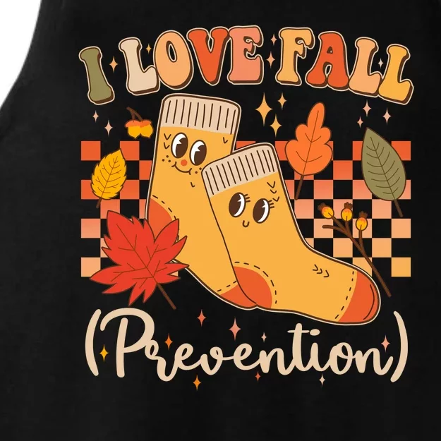 Funny Cute I Love Fall Prevention Retro Cartoon Socks Autumn Lover Ladies Tri-Blend Wicking Tank