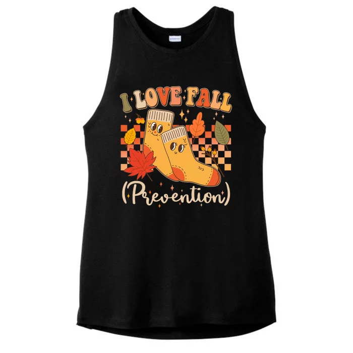 Funny Cute I Love Fall Prevention Retro Cartoon Socks Autumn Lover Ladies Tri-Blend Wicking Tank