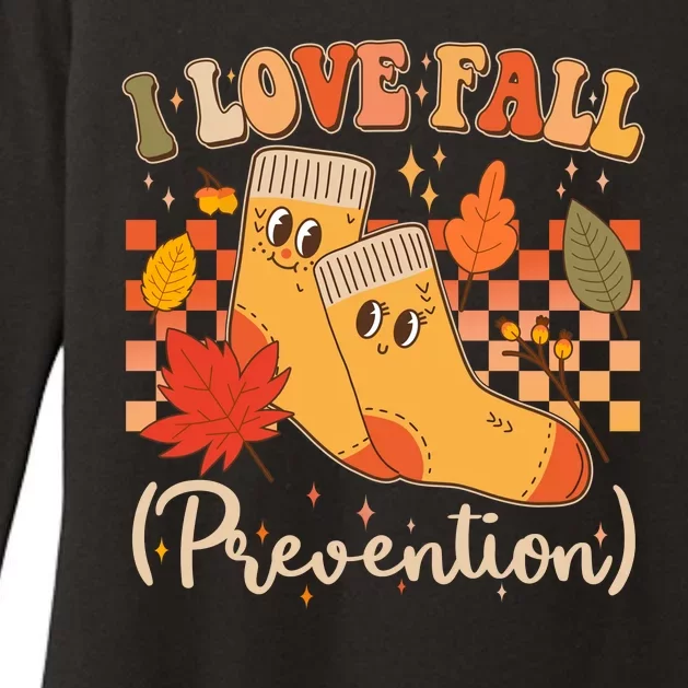 Funny Cute I Love Fall Prevention Retro Cartoon Socks Autumn Lover Womens CVC Long Sleeve Shirt