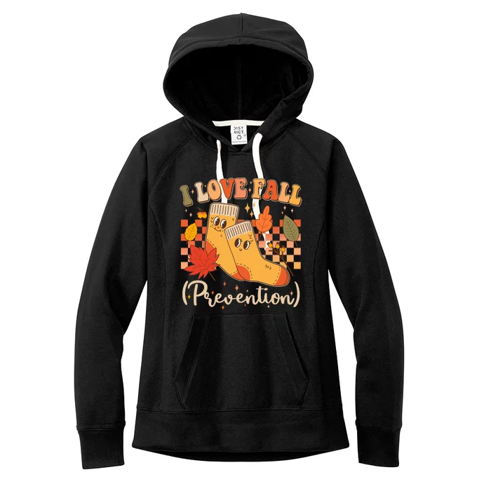 Funny Cute I Love Fall Prevention Retro Cartoon Socks Autumn Lover Women's Fleece Hoodie