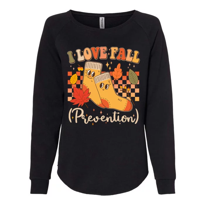 Funny Cute I Love Fall Prevention Retro Cartoon Socks Autumn Lover Womens California Wash Sweatshirt