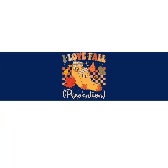 Funny Cute I Love Fall Prevention Retro Cartoon Socks Autumn Lover Bumper Sticker