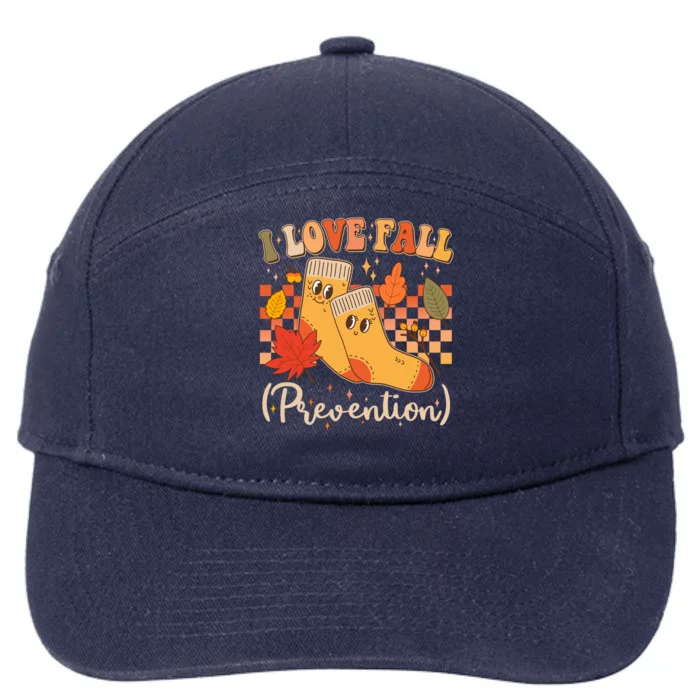 Funny Cute I Love Fall Prevention Retro Cartoon Socks Autumn Lover 7-Panel Snapback Hat