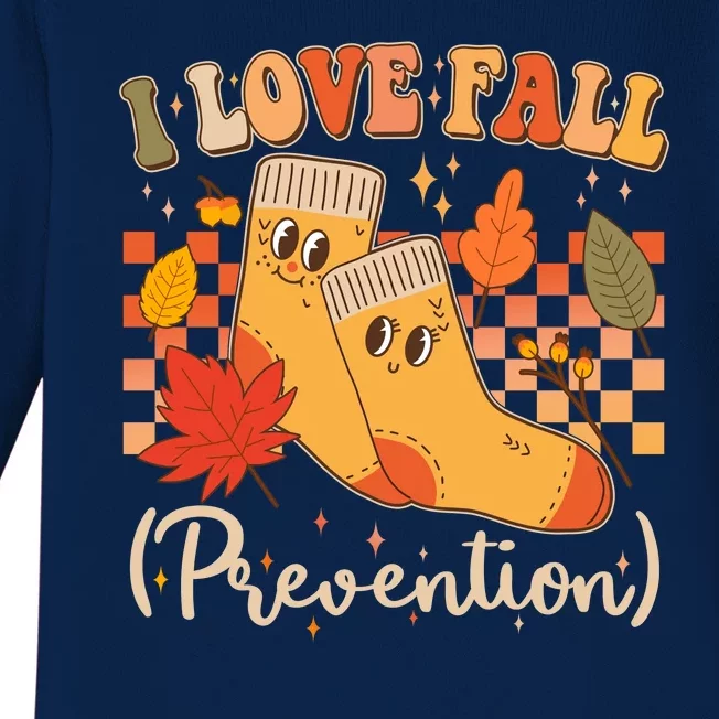 Funny Cute I Love Fall Prevention Retro Cartoon Socks Autumn Lover Baby Long Sleeve Bodysuit