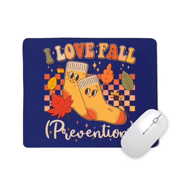 Funny Cute I Love Fall Prevention Retro Cartoon Socks Autumn Lover Mousepad