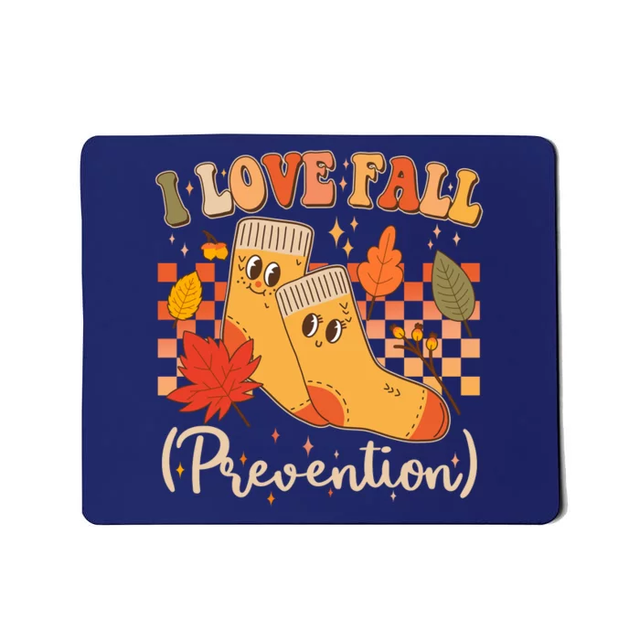 Funny Cute I Love Fall Prevention Retro Cartoon Socks Autumn Lover Mousepad