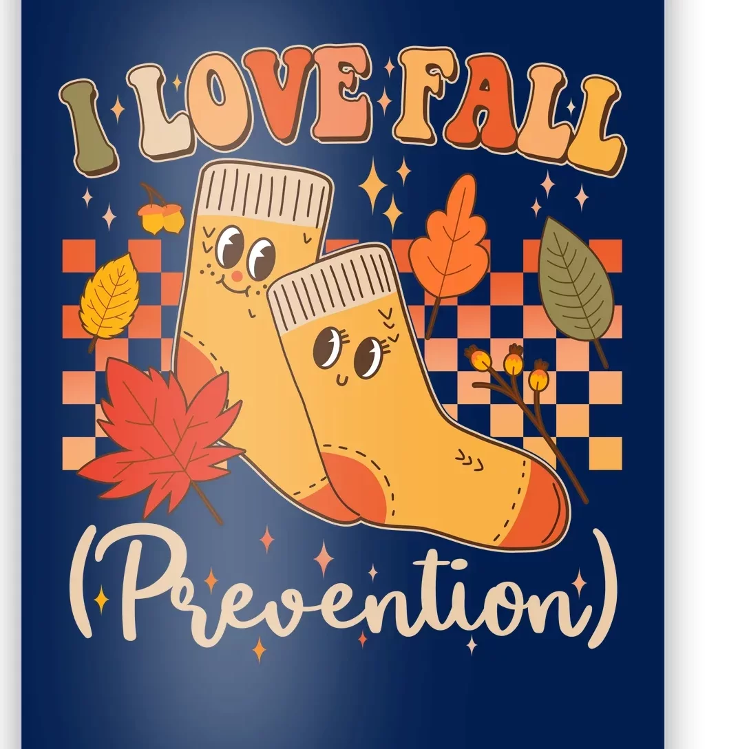 Funny Cute I Love Fall Prevention Retro Cartoon Socks Autumn Lover Poster