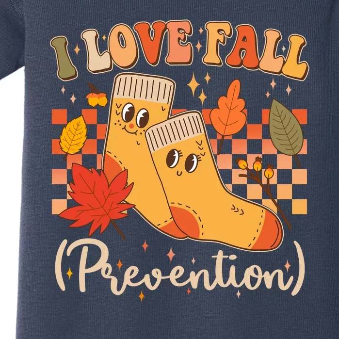 Funny Cute I Love Fall Prevention Retro Cartoon Socks Autumn Lover Baby Bodysuit