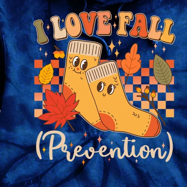 Funny Cute I Love Fall Prevention Retro Cartoon Socks Autumn Lover Tie Dye Hoodie