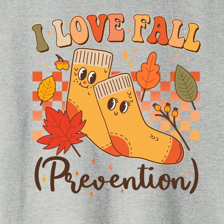 Funny Cute I Love Fall Prevention Retro Cartoon Socks Autumn Lover Women's Crop Top Tee