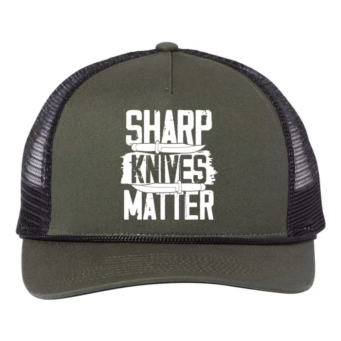 Funny Chef I Culinary I Butcher I Cook I Sharp Knives Matter Gift Retro Rope Trucker Hat Cap