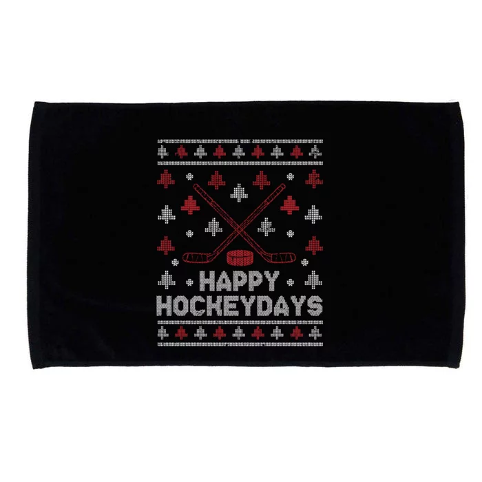 Funny Christmas Ice Hockey Player Fan Xmas Happy Hockeydays Gift Microfiber Hand Towel