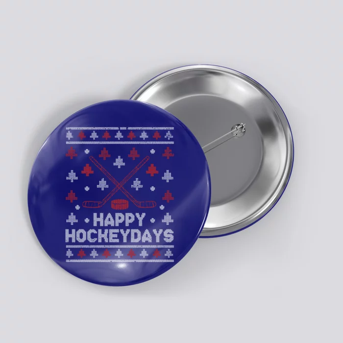 Funny Christmas Ice Hockey Player Fan Xmas Happy Hockeydays Gift Button