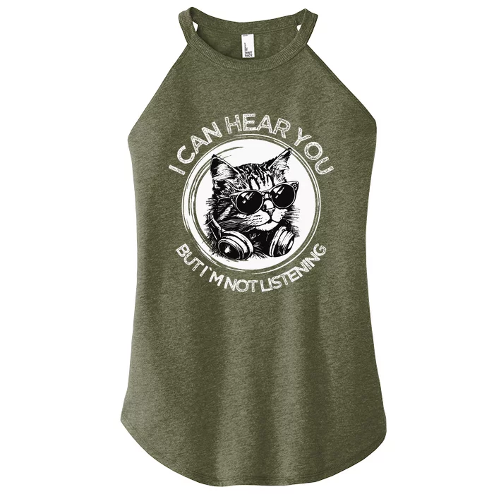 Funny Cat I Can Hear You But Im Not Listening Black Cat Women’s Perfect Tri Rocker Tank