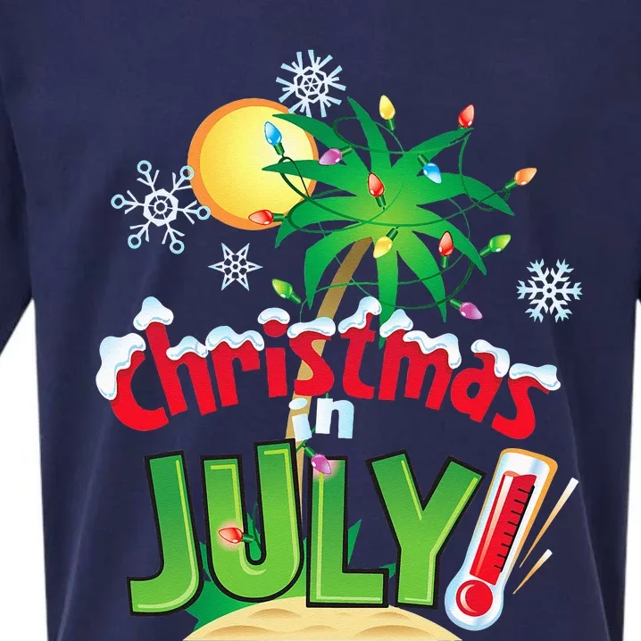 Funny Christmas in July Summer Beach Vacation Xmas Sueded Cloud Jersey T-Shirt