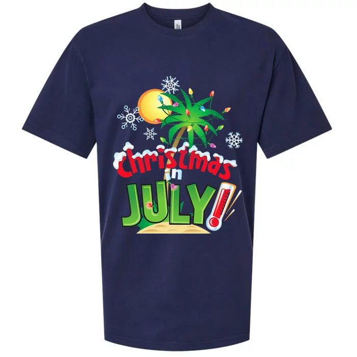 Funny Christmas in July Summer Beach Vacation Xmas Sueded Cloud Jersey T-Shirt