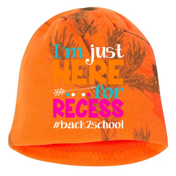 Funny Cute I'm Just Here For Recess #Back 2 School Kati - Camo Knit Beanie