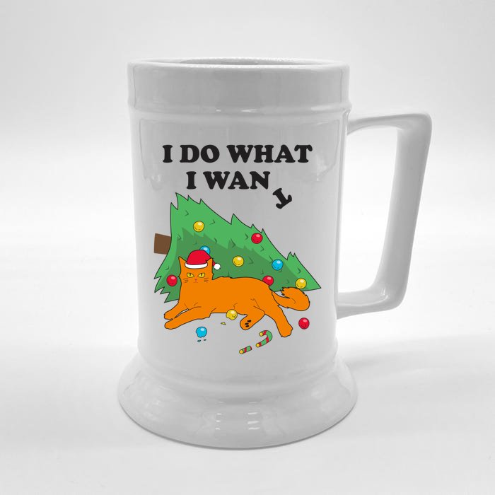 Funny Cat I Do What I Want Christmas Graphic Gift Front & Back Beer Stein