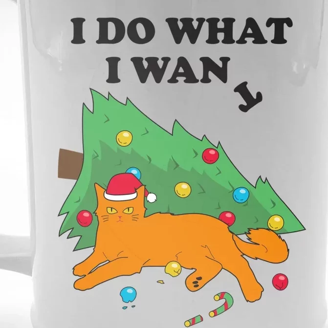 Funny Cat I Do What I Want Christmas Graphic Gift Front & Back Beer Stein