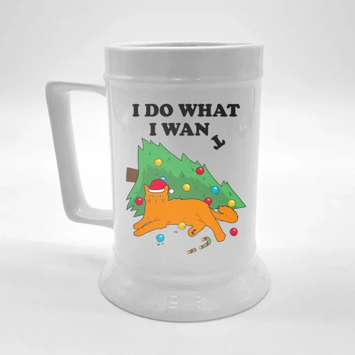 Funny Cat I Do What I Want Christmas Graphic Gift Front & Back Beer Stein