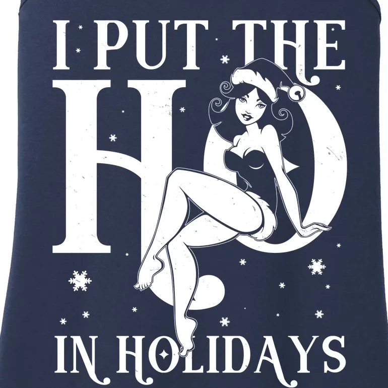 Funny Christmas I Put The Ho In Holidays Pin Up Girl Ladies Essential Tank