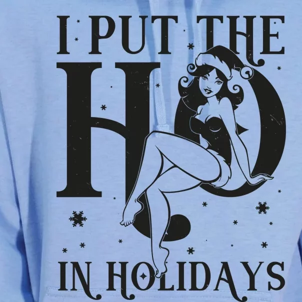 Funny Christmas I Put The Ho In Holidays Pin Up Girl Unisex Surf Hoodie