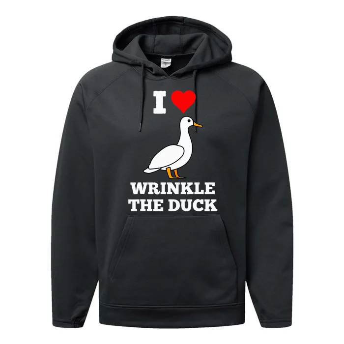 Funny Cute I Love Heart Wrinkle The Duck Performance Fleece Hoodie