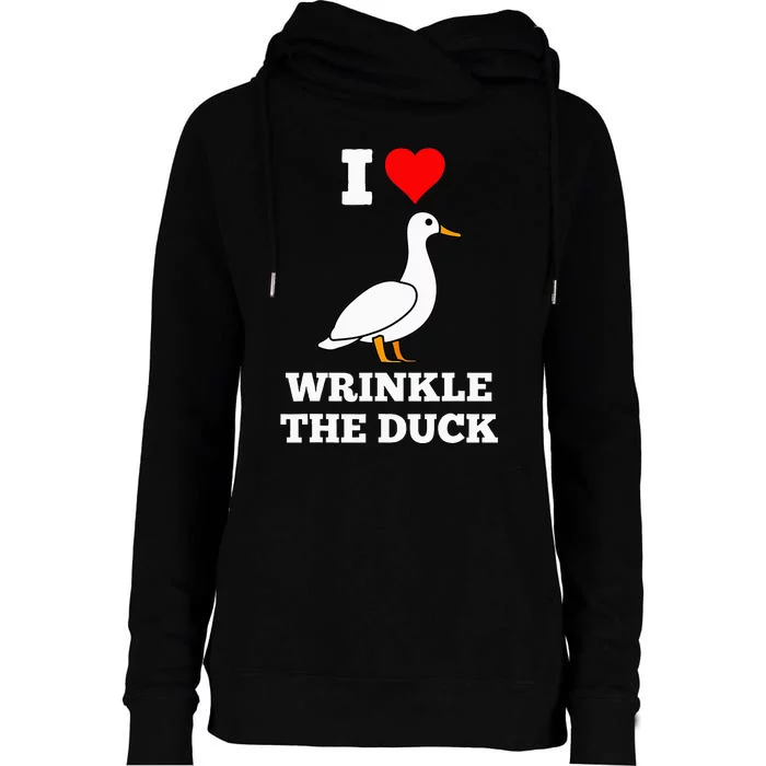 Funny Cute I Love Heart Wrinkle The Duck Womens Funnel Neck Pullover Hood